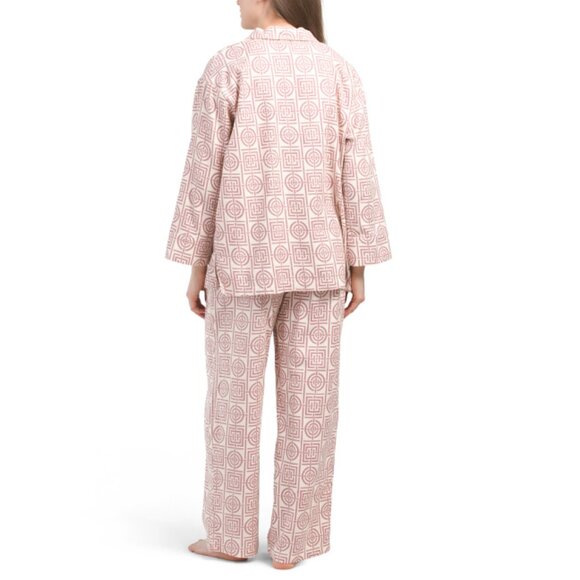 NATORI Viola 2pc Flannel Infinity Notched Collar Pajama Set - Picture 2 of 2